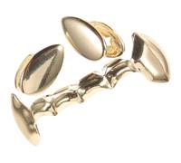 CLISPEED Vampire Fake Teeth Mouth Grills in Golden Copper, Comfortable and Not Easy to Deform, for Halloween and Cosplay Dress up Accessories