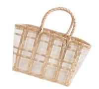 CLISPEED Vegetable Storage Basket Woven Plastic Hand Basket with Handles for Home, Supermarket and Outdoor Use 7.1X11.8X4.3 Inches Lightweight and Functional