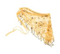CLISPEED Vintage Ancient Chinese Style Belly Dance Veil with Face Glitter Stones Tassel Decoration for Stage Performance Masquerade Party and Cultural Cosplay