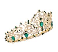 CLISPEED Vintage Baroque Queen Crown Rhinestone Bridal Tiara Headband for Wedding Bride Headdress Sparkling Crystal Hair Accessory for Halloween Cosplay and Party