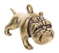 CLISPEED Vintage Brass Bulldog Keychain Charm with Hanging Ornament Feature, Stylish Brown DIY Decorative Pendant Suitable for Keychain and Decoration