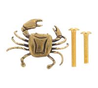 CLISPEED Vintage Brass Mini Crab Cabinet Knob Retro Decorative Door Handle for Kitchen Dresser Drawer, Antique Style Brass Cabinet Hardware Pull for Furniture and Cupboard