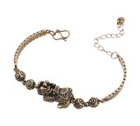 CLISPEED Vintage Brass Mythical Beast Bracelet for Couples, Chinese Feng Shui Auspicious Charm Wrist Chain, Traditional Guardian Beast Jewelry for Valentine’s Day and Chinese New Year