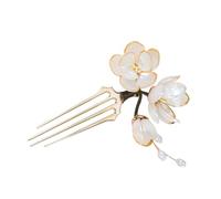 CLISPEED Vintage Chinese Flower Hair Comb Four Prong Hair Stick Retro Hanfu Accessories for Women Elegant Floral for Bridal and Traditional Styles