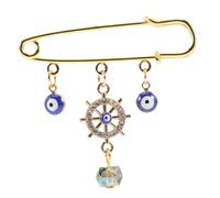CLISPEED Vintage Evil Eye Brooch Pin with Dangle Charms Shawl and Cardigan Lapel Pin Jewelry for Women and Men Stylish Accessory for Weddings Parties Proms and Festivals