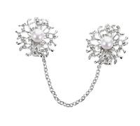 CLISPEED Vintage Faux Pearl Alloy Brooch Pin Elegant Women's Shirt Collar Clip Retro Cardigan Holder Windproof Sweater Clips for Chilly Weather Protection