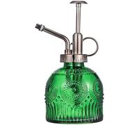 CLISPEED Vintage Glass Plant Mister Spray Bottle 400Ml with Bronze Nozzle, Green Watering Can for Indoor Plants and Succulent Care