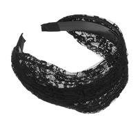 CLISPEED Vintage Knit Pattern Wide Lace Headband Elastic Hair Hoop for Casual Wear Hair Accessory Black