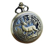 CLISPEED Vintage Pocket Watch Hollow Deer Quartz Retro Mechanical Pendant with Battery for Men and Women Suitable for Daily Wear