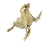 CLISPEED Vintage Solid Brass Seal Ornament Creative Desktop Animal Decoration Handcrafted Office and Home Adornment Unique Ocean Seal Design with Eye Style and Collectible