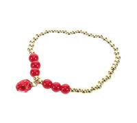 CLISPEED Vintage Strawberry Beaded Bracelet for Women Fruit Charm Jewelry with Crystal Zircon Holiday Party Accessory Aesthetic Beaded Bracelet for Ladies