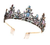 CLISPEED Vintage Wedding Tiara Crown Headdress with Rhinestones Lightweight Alloy Material Delicate Baroque Style Bridal Headband Suitable for Photo Activity and Banquet
