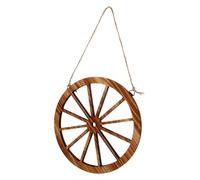 CLISPEED Vintage Wooden Wagon Wheel Wall Decor Deep Brown Wood Wheel Wall Art Rustic Farmhouse Hanging Decoration for Living Study Office
