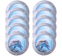 CLISPEED Wall Stickers Underwater Dolphin Wall Decor | 3D Removable Wallpaper Decoration | Wall Art for Kids Adults Home Bathroom Living Room Window (14.3 X 13.7 CM)