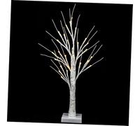 CLISPEED Warm White LED Birch Tree Lamp with Square Stand Battery Box Included Tabletop Lighted Artificial Tree for Indoor Party Garden Bedroom Decoration