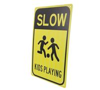 CLISPEED Warning Sign Metal Street Road Sign Caution Kids Playing Attention Sturdy Iron for Neighborhood and School Zones