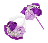 CLISPEED Wedding Bride Rose Wrist Corsage Wedding Corsages Wrist Flowers Wristlet Bracelet Purple