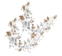 CLISPEED Wedding Hair Pieces for Brides 2Pcs Lightweight Polymer Clay Flower Bridal Headpieces Silver Alloy Leaves for Wedding Ceremony