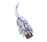 CLISPEED Whimsical Tilted Mini Christmas Tree with Artificial Snow Small Pine Tree Decor for Desk and Tabletop Natural Wooden Base for Festive Holiday Decorations and Winter Scene Displays