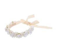 CLISPEED White Floral Crown Headband, Fabric Material with Whimsical Fairy Design, Versatile Accessory for Daily Wear and Special Occasions, Flexible Styling Flower Girl Hair Accessory