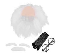 CLISPEED White Scientist Wig with Glasses Mustache Eyebrows for Adult Professor Costume High Realism Crazy Scientist Cosplay Accessory for Halloween Party and Themed Events