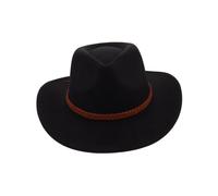 CLISPEED Wide Brim Retro Western Cowgirl Hat for Men and Women Lightweight Wool Felt Riding Cap with Braided Rope Band Unisex Vintage Cowboy Accessory for Couples Festivals and Costume