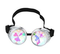 CLISPEED Windproof Kaleidoscope Glasses Goggles with Rainbow Lens Steampunk Rave Party Accessories Adjustable Elastic Band for Cosplay Festivals and Holiday Fun
