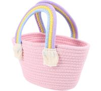 CLISPEED Women Cotton Woven Handbag White Portable Tote for Summer Outfits | Lightweight Fashion Style, Elegant Party Choice, Fits Jewelry and Lipstick, Easy to Carry