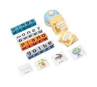 CLISPEED Wooden Alphabet Blocks with Letter Cards for Educational Spelling Game for Family Interaction Cognitive Development Basic English Language Learning and Logical Thinking Skills