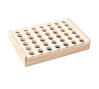 CLISPEED Wooden Four Row Board Game for Adults Educational Brain Teaser Checker Game for Family Interaction and Logic Development Wood Color Design