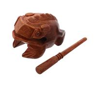 CLISPEED Wooden Frog Guiro Percussion Instrument Solid Wood Frog Shape Model Decor with Ergonomic Stick Clear Resonant Sound Compact Portable Musical