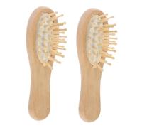 CLISPEED Wooden Hairbrush and Mini Paddle Comb 2pcs, Small 12x4.5cm Bamboo Scalp Massager Detangling Brush for Wet and Dry Hair, Travel Hair Care Accessories for Men and Women