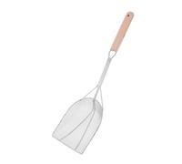 CLISPEED Wooden-Handled Fried Spoon French Fries French Snack Scoop Multifunctional Kitchen Cooking Spoon Flat Metal Scoop Hot Pot Stainless Steel Silver