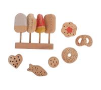 CLISPEED Wooden Ice Cream Pretend Play Set Smooth Kitchen with Realistic Dessert Models Educational Food Sorting and Color Recognition Role Play Accessories for Boys