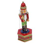 CLISPEED Wooden Nutcracker Musical Box Christmas Decoration with Theme Melodies King Soldier Figurine for Festive Decor and Xmas Gift