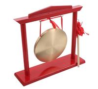 CLISPEED Wooden Stand Brass Gong 15cm Diameter with Hammer Small Chinese Commencement Gong Decorative Tabletop Handheld Percussion Instrument for Grand Opening and Home Office