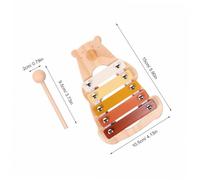 CLISPEED Wooden Xylophone with Bear Design Authentic Natural Tone Musical Instrument Portable Montessori Percussion for Early Learning and Music Exploration