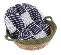 CLISPEED Woven Cat Bed Basket for Cats and Pet Dogs with Cotton Mat, Warm in Winter and Excellent Air Permeability, Lovely Design for Storage and Play, Comfortable Nest