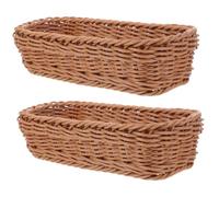 CLISPEED Woven Cutlery Organizer Basket with Lid, Faux Rattan Utensil Storage Container 26x12x6cm Brown, 2pcs Kitchen Cutlery Holder and Seasoning Jar Caddy for Household and Dining Table