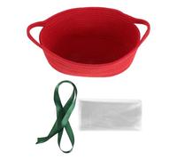 CLISPEED Woven Storage Basket Lightweight and Portable Design Red with Cotton Cloth Material Includes Ribbon and Cellophane Wrap for Shower Favors Basket for Babys First Birthday Or