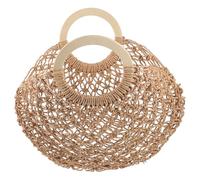 CLISPEED Woven Straw Beach Tote Bag for Women Summer Handwoven Handbag Lightweight Capacity Casual Travel Bag with Wooden Handle Chic Fashionable Design