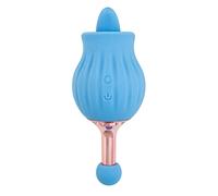 Clit-Tastic Rose Bud Tongue Licking Dual Massager Blue