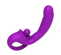 Clitoral G Spot Vibrator, 2 in 1 Dildo Vibrator Clitoralis Stimulator with 10 Vibration Modes for Females, Rechargeable Vibrators for Multiple Stimulation, Adult Toys for Womens Sex Pleasure,E