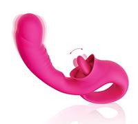 Clitoral G Spot Vibrator, Realistic Clitoralis Stimulator for Women with 10 Licking & Vibrating Modes, Strapless Strap-On Dildo for Multiple Stimulation, Adult Sex Toys