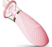 Clitoral Sucking Vibrator Sex Toys with 3 Sucking 9 Licking Modes - Waterproof Nipples Clit Sucker, Silicone Tongue Vibrators Adult Toys for Women Couples，Pink
