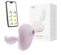 Clitoral Sucking Vibrator Thrusting Dildo for Women - 12 Vibration & 7 Suction Settings, App Controlled Dual-Action Silicone Vibrating Egg, Rechargeable Compact Quiet Vibrator (Purple)