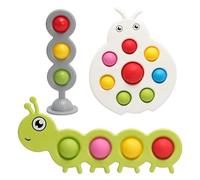 CLIUNT 3PCS Fidget Popper Sensory Toy for Baby 10+ Months, Push & Popping Bubbles Cultivate Fine Motor Skill & Stress Relief, Pop It Fidget Toy, Montessori Early Development & Educational Toy for Kid