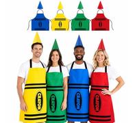 CLIUNT 4 PCS Crayon Costume Set, Color Crayon Apron and Gnome Cone Hats, Crayon Outfit for Adults, Halloween Party, Family Dress Up, School Plays, Group Cosplay and Office Theme Events