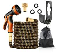 CLIUNT 50FT/15M Expandable Garden Hose Pipe, Flexible Expanding Magic Hose, Expanding Leakproof Hose with 10 Functions Spray Nozzle and 3/4", 1/2" Metal Fittings, for Garden, Pet, Car Washing