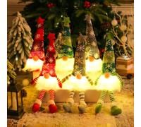 CLIUNT 6Pcs Light Up Gonks Christmas Decoration, Christmas Gonk with LED Lights, Xmas Gonk Ornaments Handmade Swedish Santa Gnomes with Knitted Hat, Gonk Elf Christma Decor